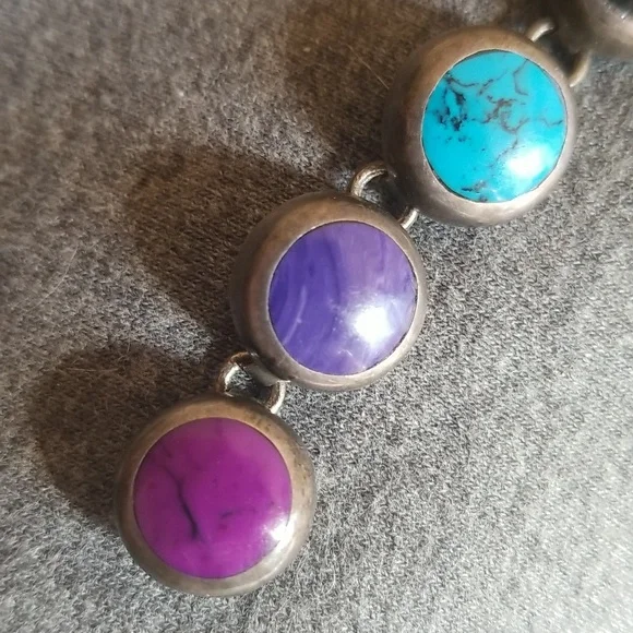 Exquisite Vintage Stone and 950 Silver Bracelet - Picture 3 of 7